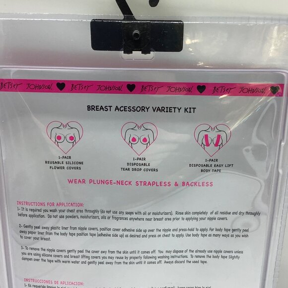 Betsey Johnson Bra Accessory Kit Silicone Disposable Nipple Covers Body Tape NEW - Picture 6 of 7